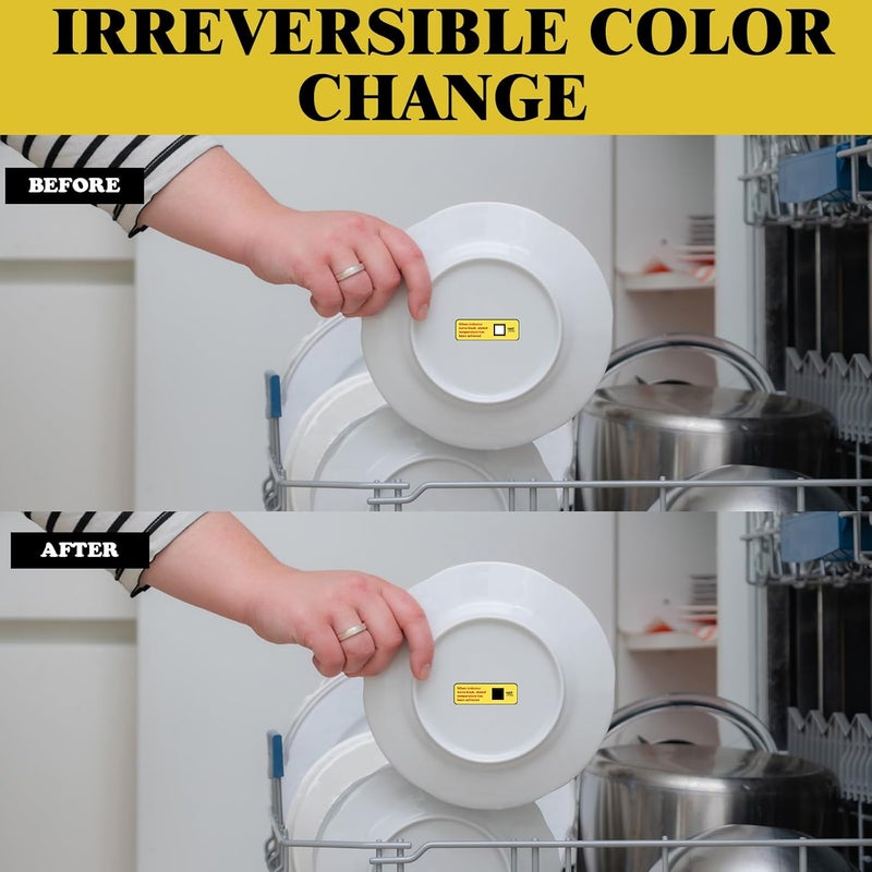 Copkim 24 Count Dishwasher Temperature Test Strips 160℉/71℃ Bulk Heat Test Labels for Commercial Home Dishwashers Waterproof Adhesive Stickers - Image 4